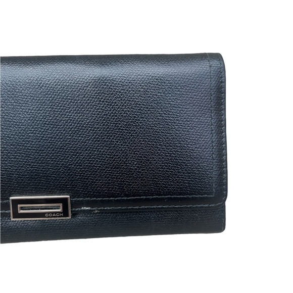 Vintage Coach Leather Crossgrain Long Continental Snap Wallet Black Classic - Picture 6 of 12